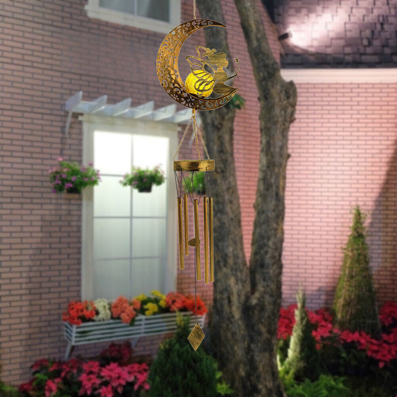 Solar Moon Fairy Light Hanging Iron Hollow Outdoor Garden Yard Patio Decoration
