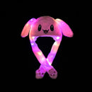 LED Glowing Cartoon Rabbit Hat Beanie Winter Plush Moving Bunny Ear Earflaps Cap