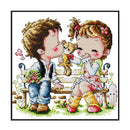 Partial Embroidery Lover Kiss Stamped DIY Cross Stitch Kits 14CT Needlework