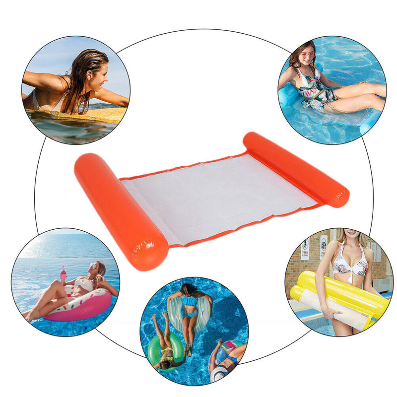 Water Hammock Inflatable Floating Swimming Pool Lounge Bed Chair (Orange) Newly
