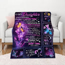Reversible Flannel To My Daughter Letter Butterfly Purple Sofa Blanket (L) Newly