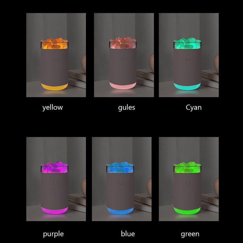 Crystal Salt Stone Humidifier Colorful Light Home Office Oil Cool Mist Diffuser
