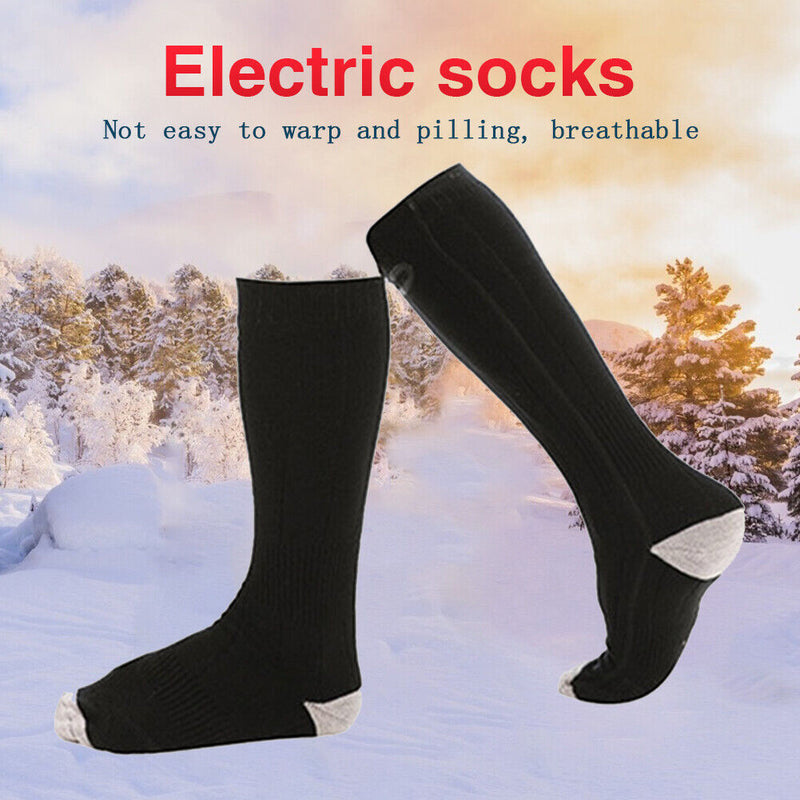2pcs Electric Heating Socks Foot Warmer Stockings (Black 4500mAh Battery) Newly