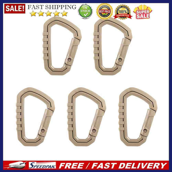 5pcs Outdoor Carabiner Molle Buckle Keychain Hook Camping D Buckle (Mud)