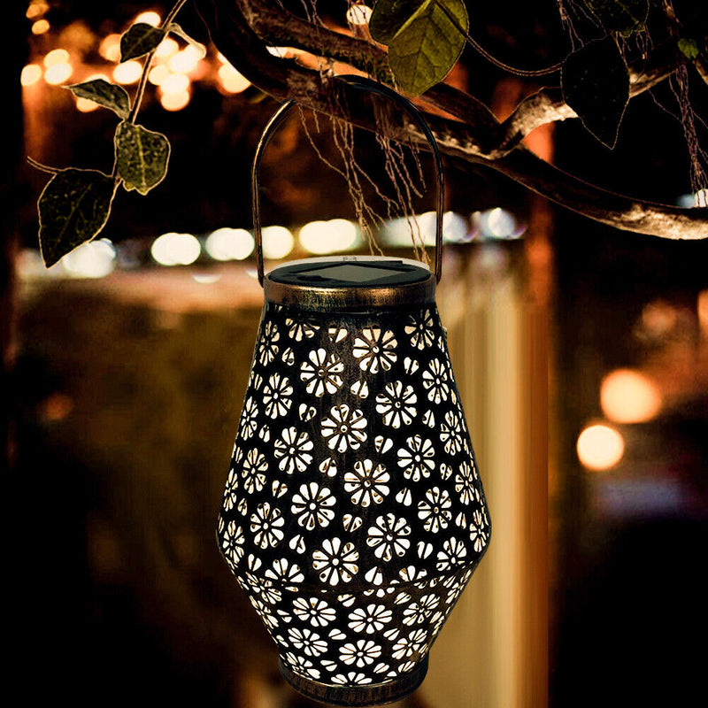 Solar Projection Lamp Outdoor LED Portable Wall Hanging Lantern for Garden Decor