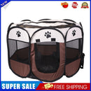Portable Octagonal Pet Tent Folding Easy Operation Dog Fence Kennel (Brown)