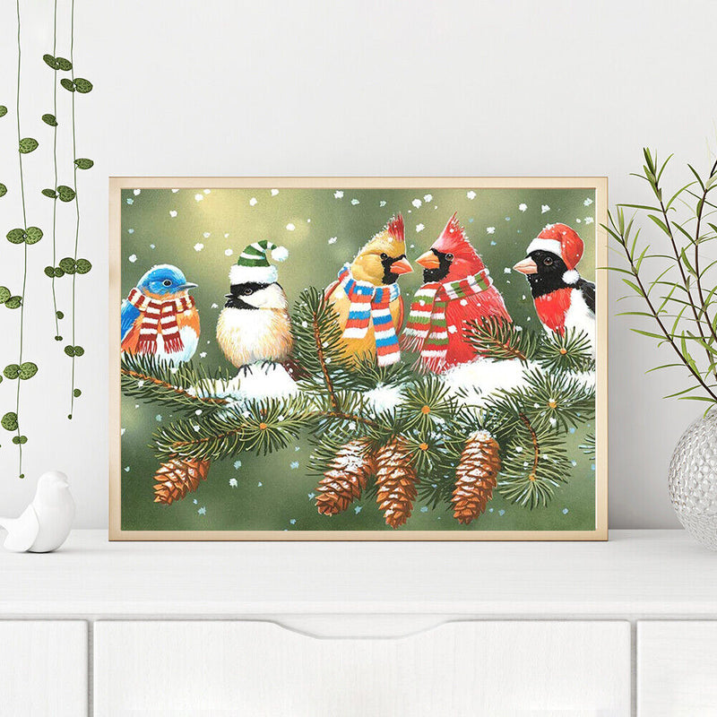 Oil Paint by Numbers Snow Bird Canvas Artwork Living Room Picture Decoration Kit