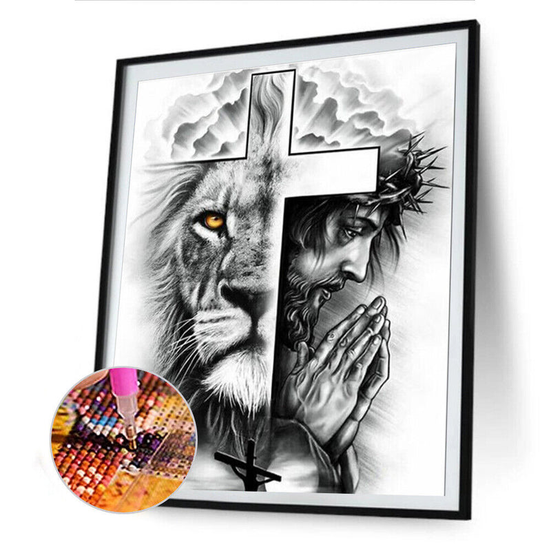 5D DIY Full Drill Round Shape Two-faced Cross Rhinestone Diamond Drawing Kit