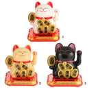 3pcs Chinese Lucky Cat Wealth Waving Shaking Hand Welcome Craft(Yellow)