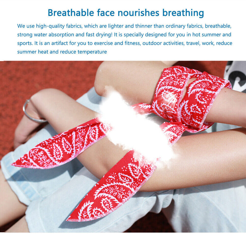 Summer Cooling Wrap Towel Scarf Outdoor Running Neck Headband (Rose Red)