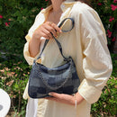 Retro Ladies Contrast Color Grid Underarm Bag Women Casual Chain Small Handbags