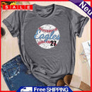 Independence Day Print Baseball Letter T-Shirt (Grey S)