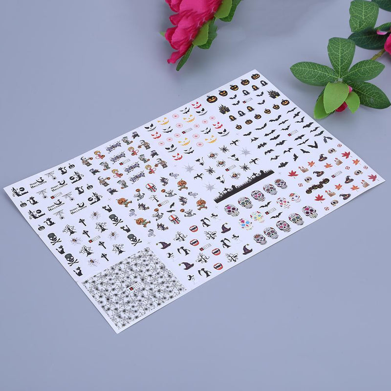 12 sheets Manicure Halloween Water Transfer Nail Art Decoration Stickers
