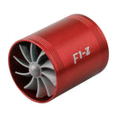 F1-Z Car Air Intake Double Turbine Refit Turbo Gas Fuel Oil Saver Fan (Red)