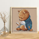 11CT Printed Partial Cross Stitch DIY Bear Rabbit Hand Painting Room Decoration