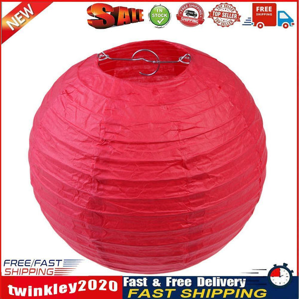 4 inch Round Chinese Paper Lantern DIY Paper Ball Lamp Party Decor (Red) Newly