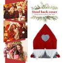 Christmas Chair Covers Plush Santa Love Heart Pointed Hat Cover (Red)