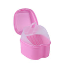 Oral Tooth Care Denture Bath Holder False Teeth Storage Box Case w/Hanging