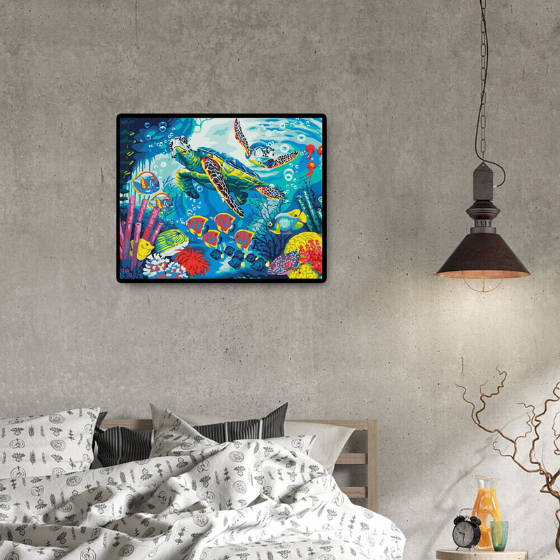 DIY Oil Painting By Numbers Kits Sea Turtle Hand Painted Canvas Drawing Picture