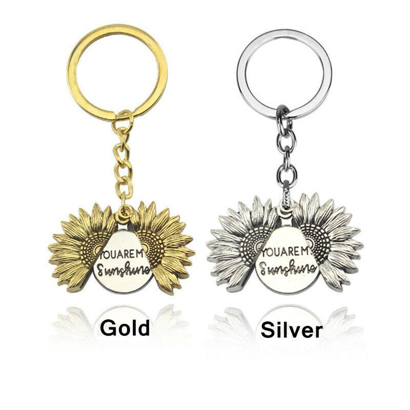 Locket Key Chain Sunflower Keychain You Are My Sunshine Car Keyring Pendant