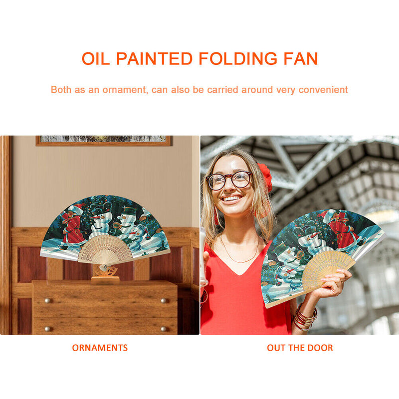 Snowman Kids Fan Oil Paint By Numbers Craft Frameless Handheld Home Decoration