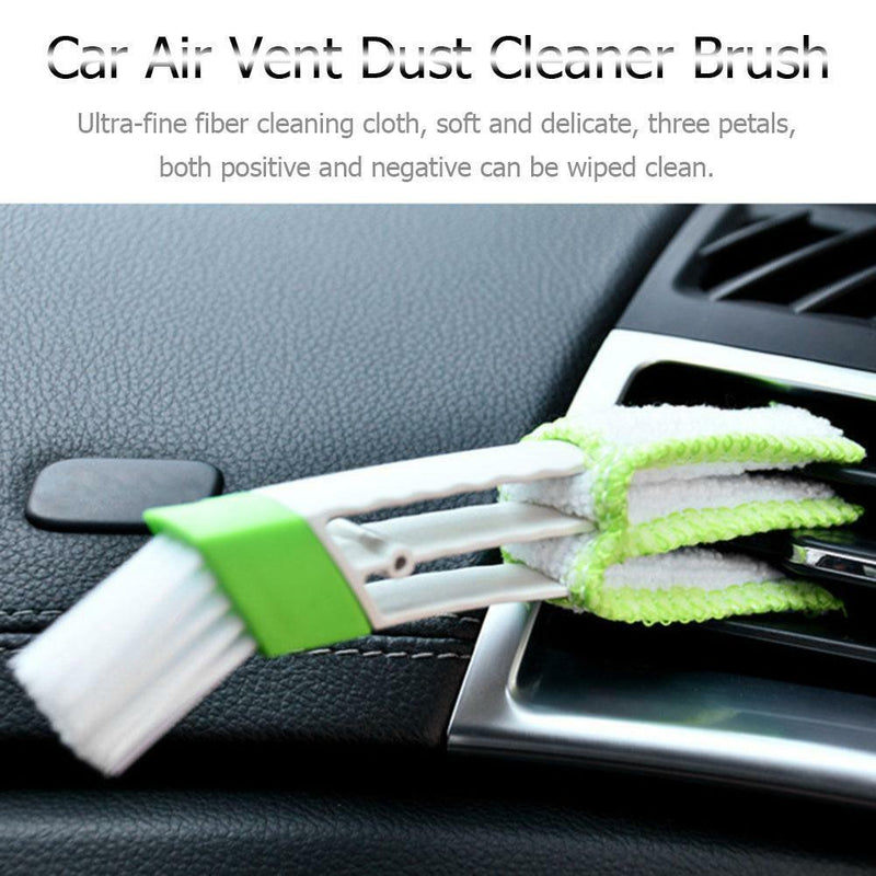 Car Dual Head Air Vent Dust Collector Console Window Blinds Cleaner Brush