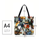 Cat Printed Shoulder Shopping Bag Casual Large Tote Handbag (40*40cm)