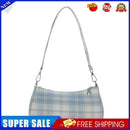 Plaid Print Soft Underarm Bag Cloth Handbags Women Shoulder Pouch (Blue)