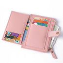 Women Fashion Solid Color Multi-slot Card Holder PU Leather Wallet (Pink)