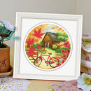 DIY 11CT Cross Stitch Stamped Fall Scenery Needlework Kit 35x35cm (5255) Newly