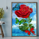 DIY Butterfly Rose Rhinestone Picture Gift Full Drill Round Diamond Painting Kit
