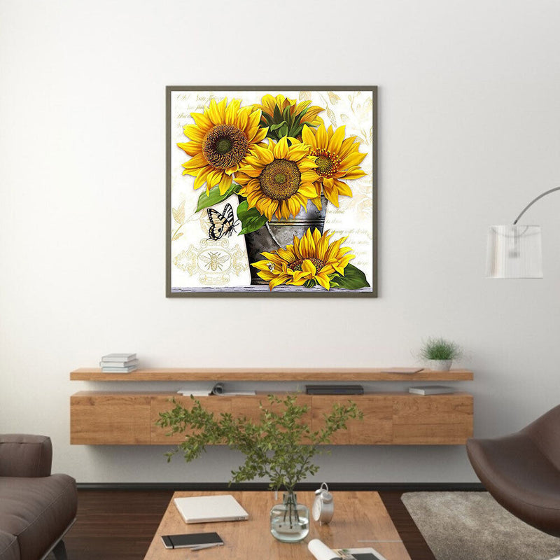 5D DIY Diamond Painting Kits Full Round Drill Sunflower Bouquet Mosaic