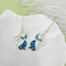 Women Fashion Trendy Jewelry Hook Ear Stud Opal Cat Earrings Drop Dangle