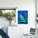 11CT Printed Full Cross Stitch DIY Moon Sky Hand Painting Living Room Decoration