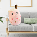 Child Bubble Tea Family Stuffed Plush Pillow Soft Cushion (Pink Round) Newly