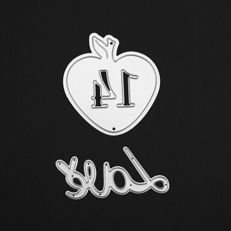 2pcs Love Heart Metal Cutting Die Stencil DIY Scrapbooking Album Embossing-