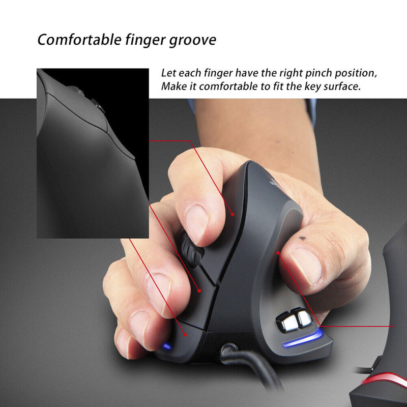 ZELOTES T20 Wired Vertical Rechargeable Ergonomic 3200 DPI USB Optical Mouse
