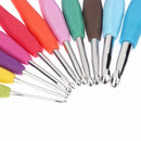 Soft Handle, 16-Piece, Colorful Aluminum Crochet Needles, DIY Knitting Pins, Crochet Wheel