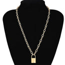 Boho Jewelry PadLock Pendant Necklace Collar Statement Long Chain Punk Choker