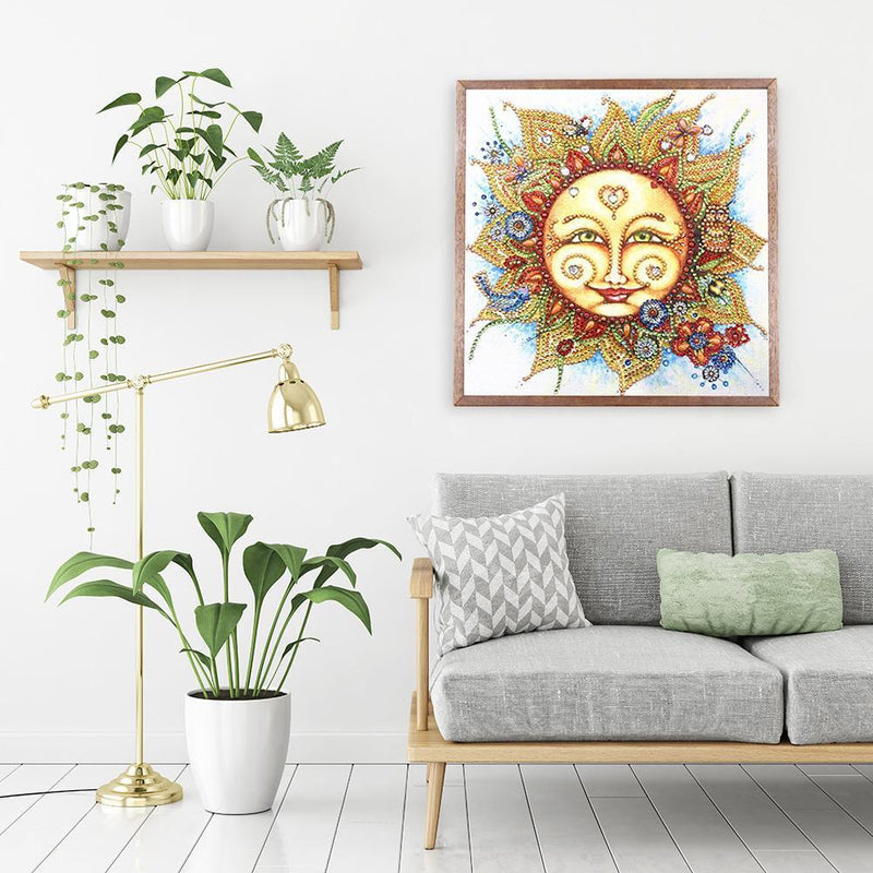 5D DIY Special Shaped Diamond Painting Sun Embroidery Kit Home Living Room Decor
