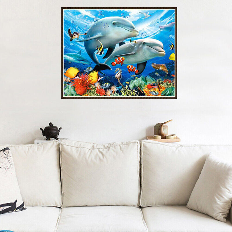 Brother Dolphin 5D Diamond Painting Embroidery DIY Cross Stitch Home Decor Newly