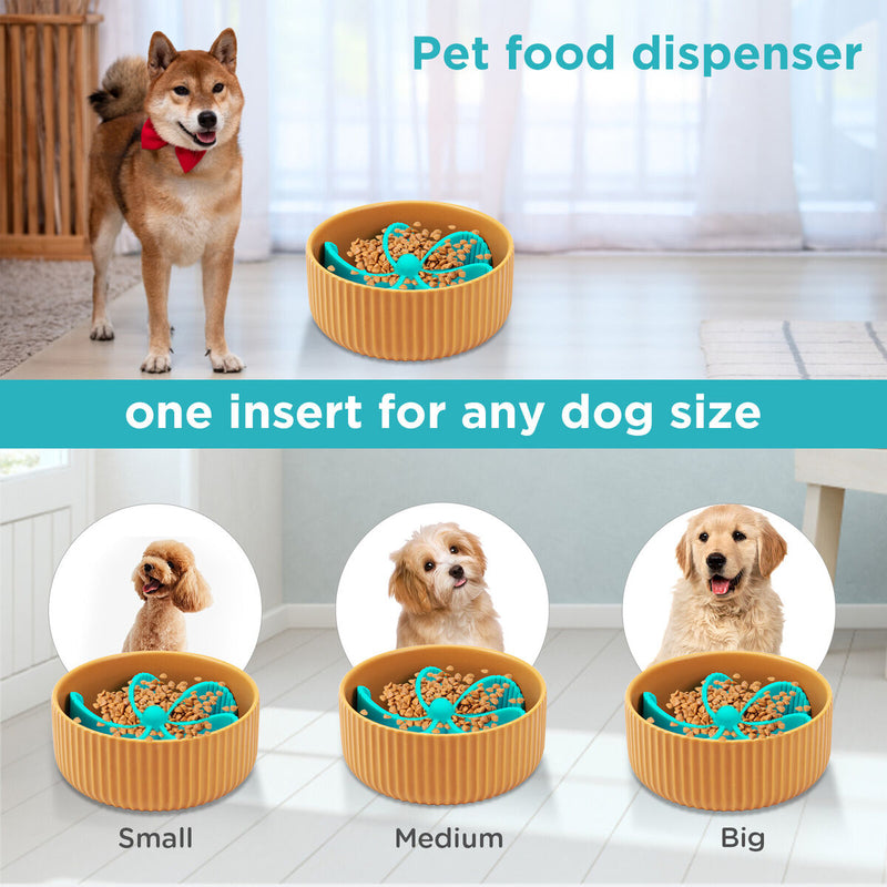 Slow Feed Dog Bowl Insert Puzzle Maze Feeder for Fast Eater Suction (Green)