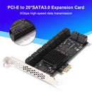 SA3120J PCIE 20-Port 6Gbps PCI-Express X1 SATA3.0 Riser Expansion Card Adapter