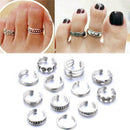 12pcs Retro Simple Fashion Carved Adjustable Toe Rings For Girls Foot E4O5 T1X1