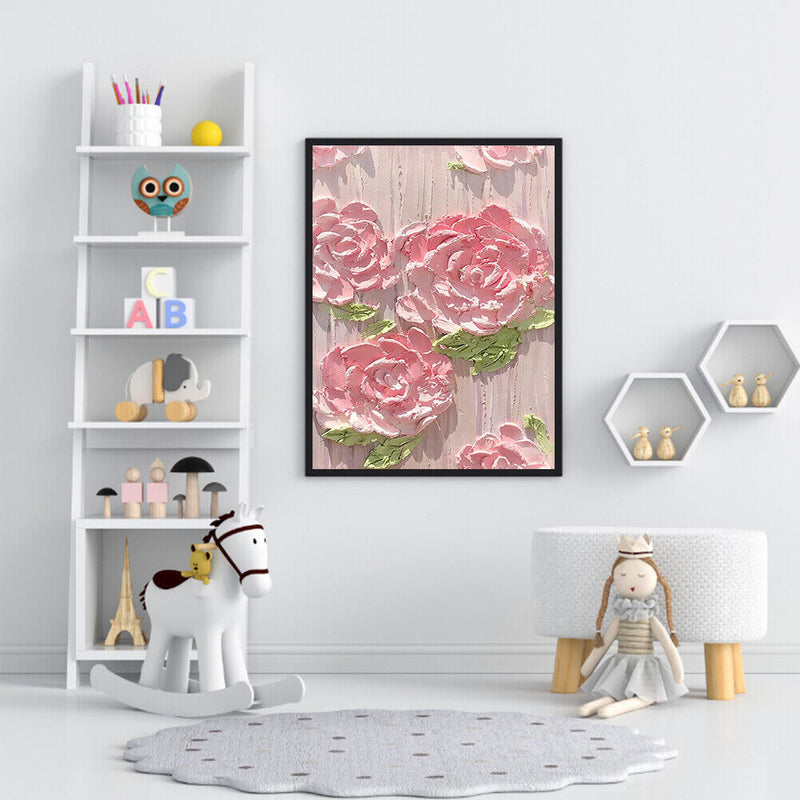 DIY Digital Picture Pink Flowers Frameless Oil Painting By Number Handicraft