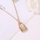 Metal Lock Pendant Crystal Clavicle Chain During Necklace Statement Jewelry