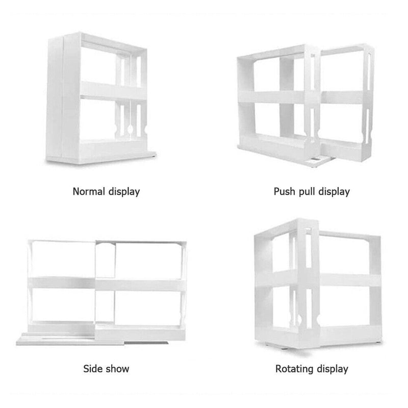 2 Layers Multi-Function Rotating Storage Rack Kitchen Cabinet Spice Holder Newly