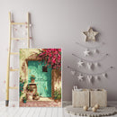 Unframed Flowers in Front of the Door Oil Painting Picture By Numbers Craft