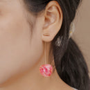 Korean Cherry Long Drop Earrings Women Sweet Fruit Dangle Earrings (Pink) Newly