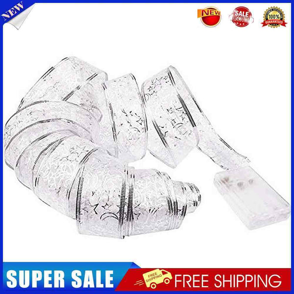 2PC Fairy Lights Strings Christmas Ribbon Bow Holiday Decor (Warm Light 4m)